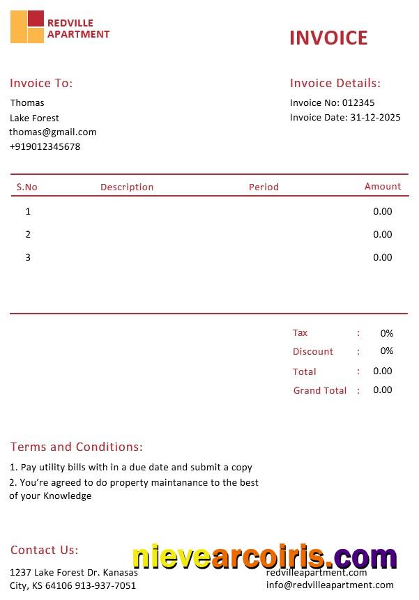 Apartment Rental Invoice